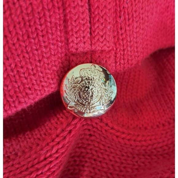 Chaps Women's XL Red Long Sleeve Cotton Sweater Gold Buttons Collared - Picture 6 of 8